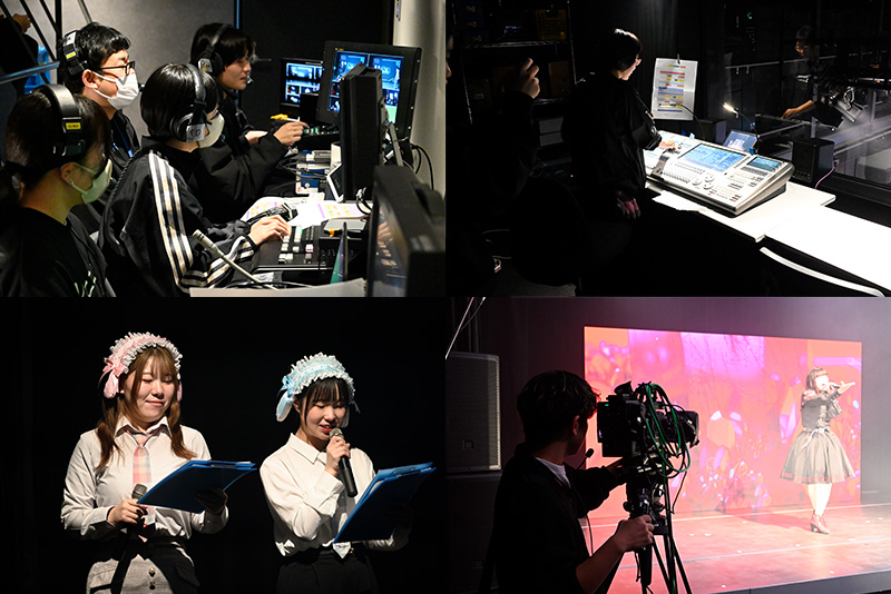 【制作班】【映像配信班】【バーチャルシンガー斑】【リアルシンガー班】と、すべて学生が担当しました。