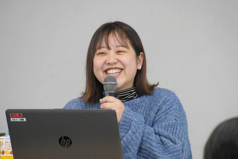 今回講義をしていただいた渡邉万亜弥さん(19年度卒)は、放送芸術科の卒業生。学生時代の話もうかがいました