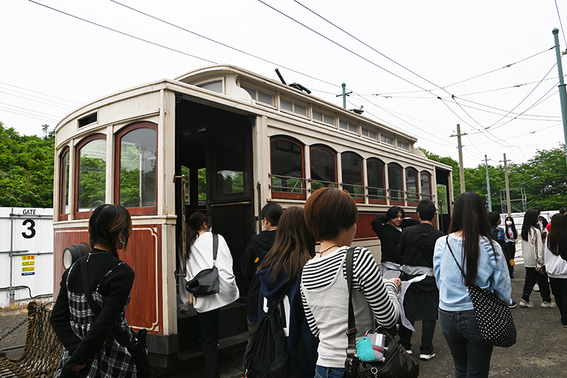 路面電車のセットも見学!